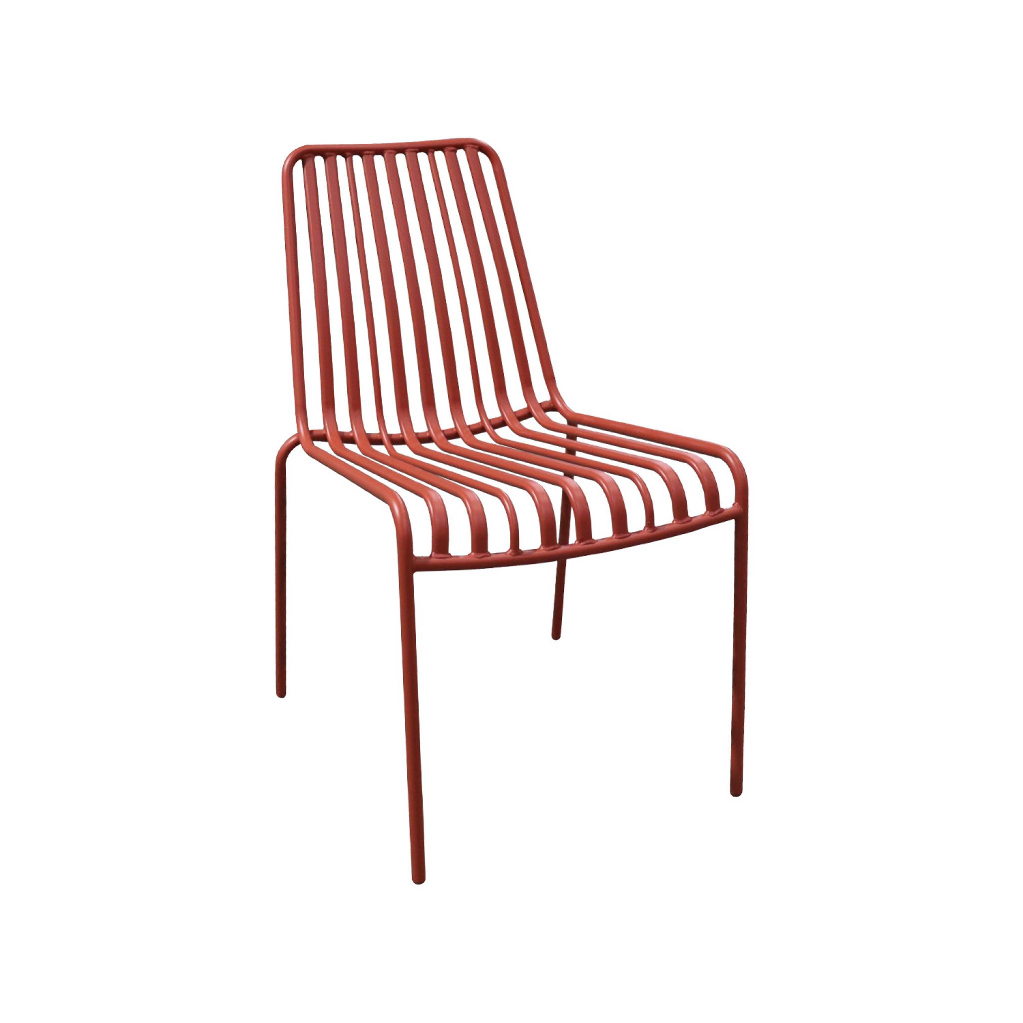 Lot de 2 chaises de jardin FLORIDA terracotta empilable en acier. L 59 x P 47.5 x H 78 cm