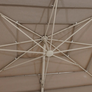 Parasol déporté rectangulaire multi-toile "Melhia" lin 4 x 3m en aluminium acier et oléfine