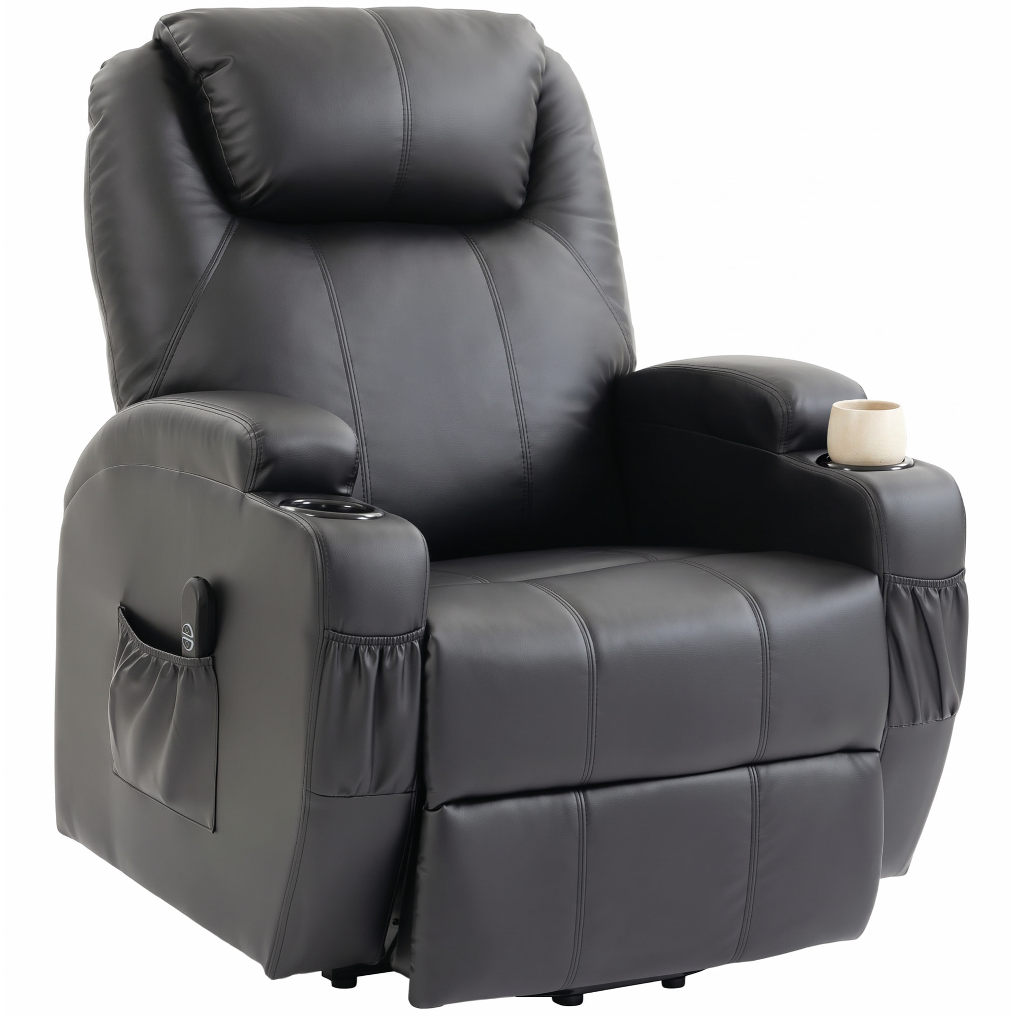 Fauteuil releveur électrique inclinable repose-pied relevable télécommande noir