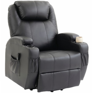 Fauteuil releveur électrique inclinable repose-pied relevable télécommande noir