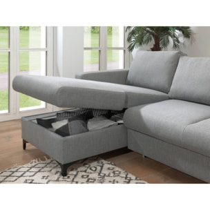 Tala - canapé d'angle gauche - convertible avec coffre - 4 places - en tissu - Gris clair