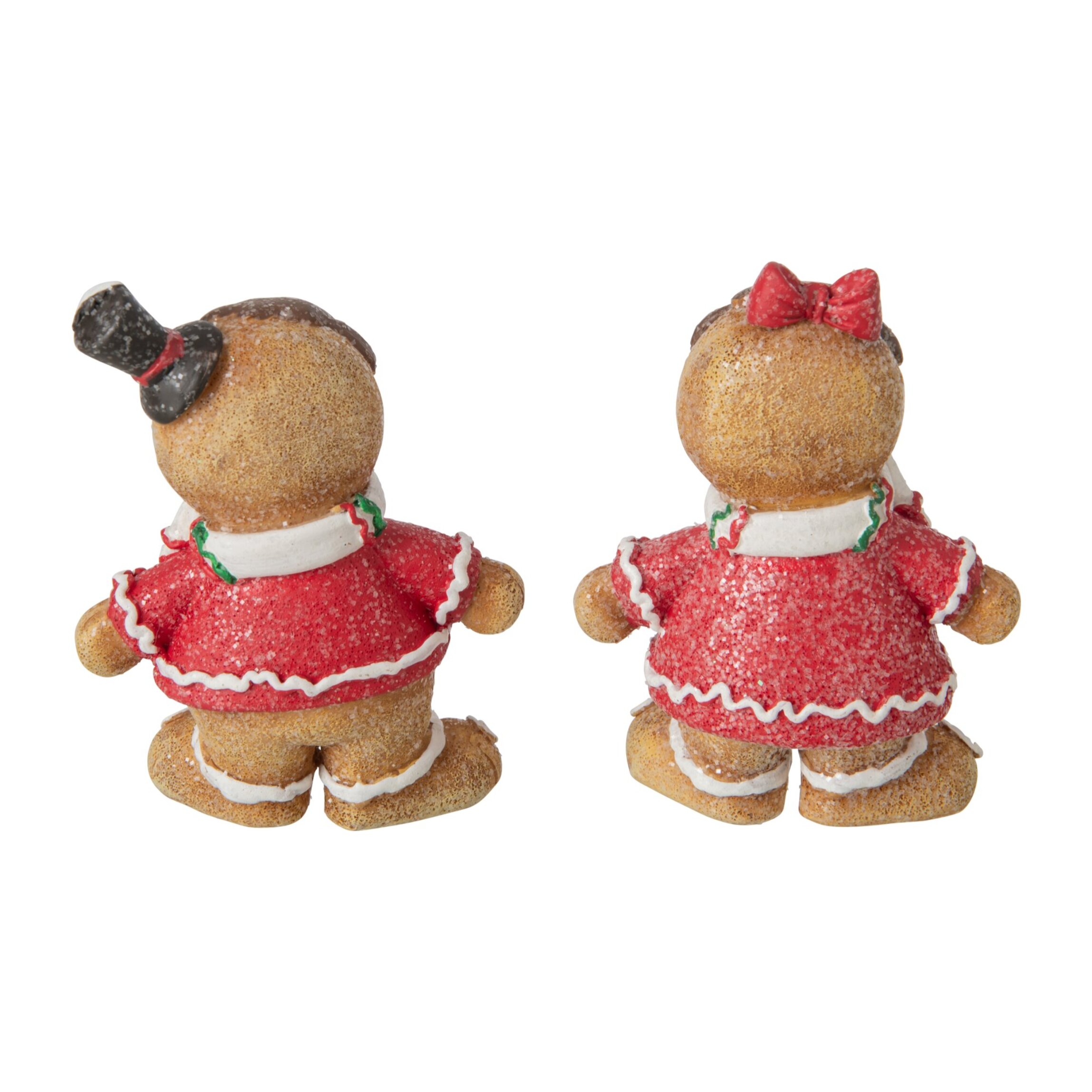 J-Line Pain d’épice - polyrésine - rouge Noël/beige - small - assortiment de 2