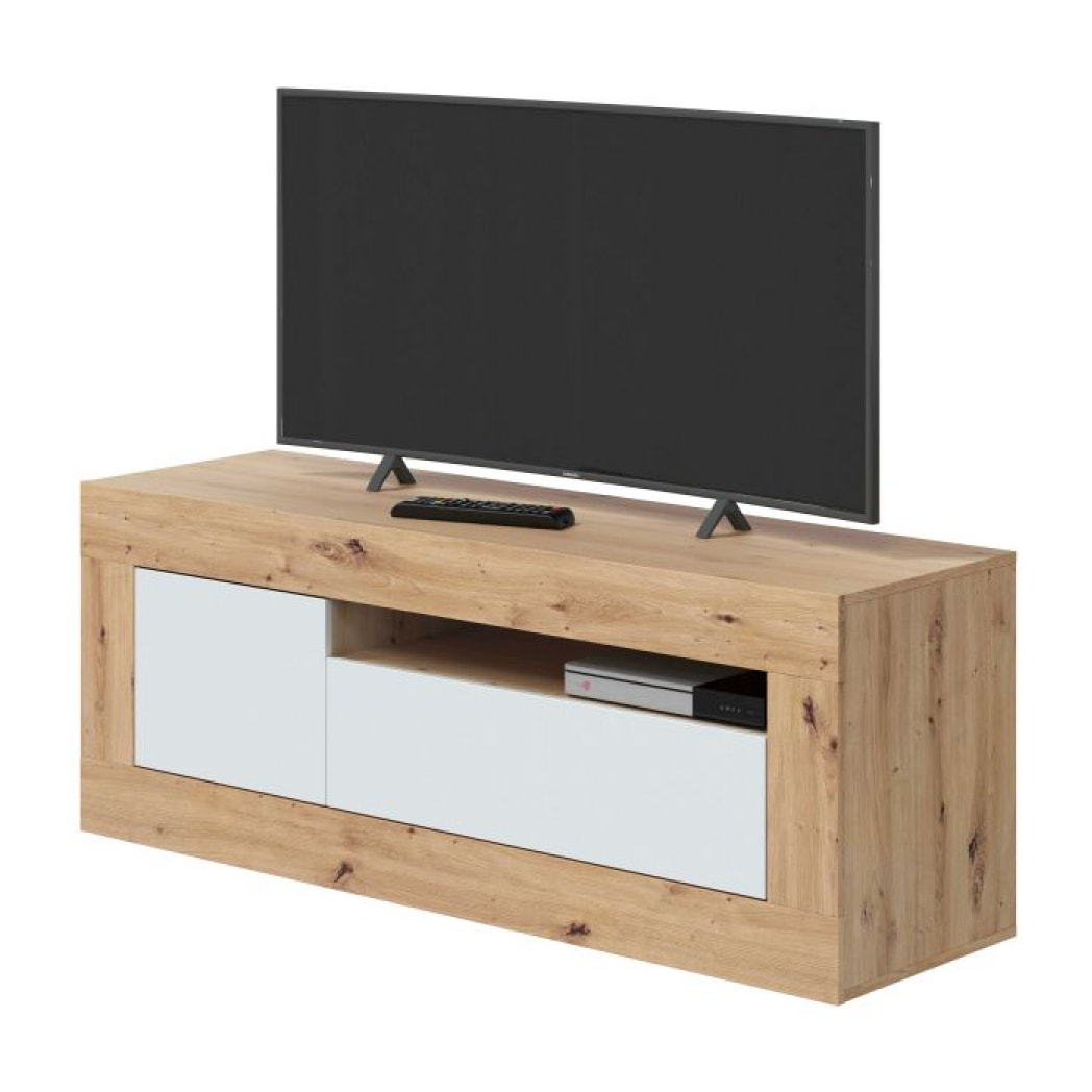 Mueble TV Baltik Blanco Artik (Blanco Mate) - Roble Nodi