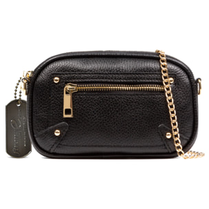 Asola borsa a tracolla, in pelle autentica finitura dollaro.