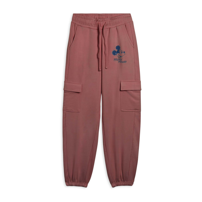Pantaloni cargo in french terry da donna con grafica Disney