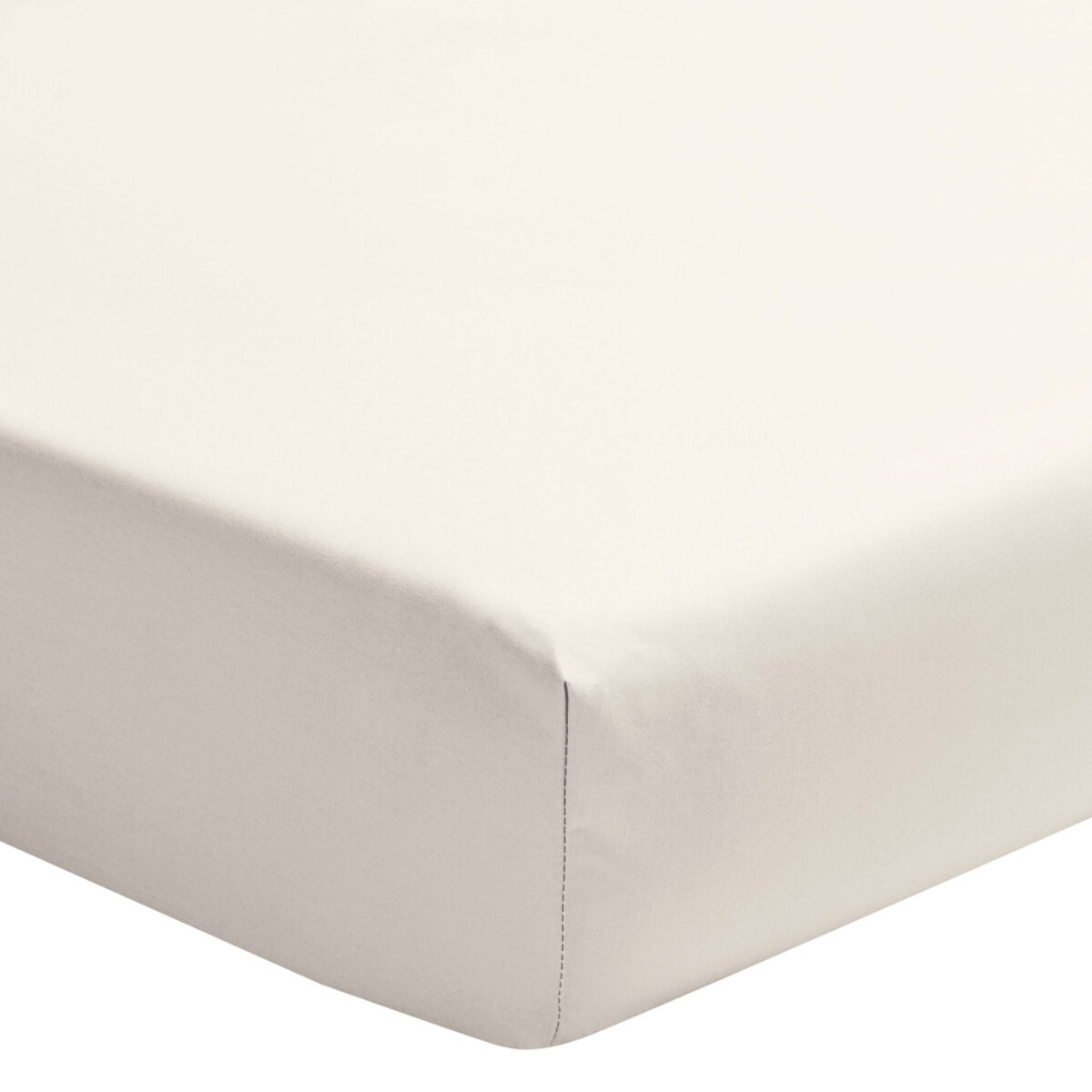 Como - Drap housse blanc ivoire en percale de coton - 160x200cm.