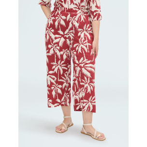 Fiorella Rubino - Pantaloni cropped in viscosa con stampa - Marrone