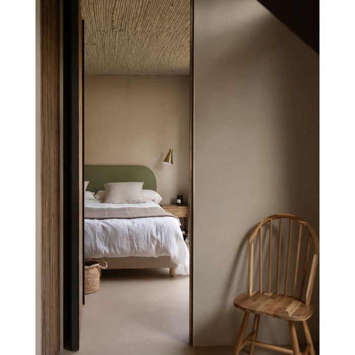 Tête de lit déhoussable en velours côtelé vert en différentes tailles