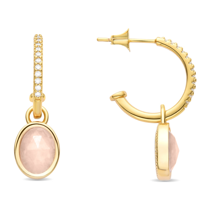 Pendientes de Cristal Blanco acabados en oro amarillo de 18K