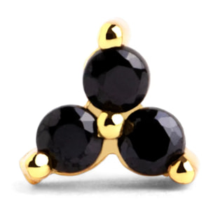 Orecchino singolo Trebol Black Argento Placcato Oro