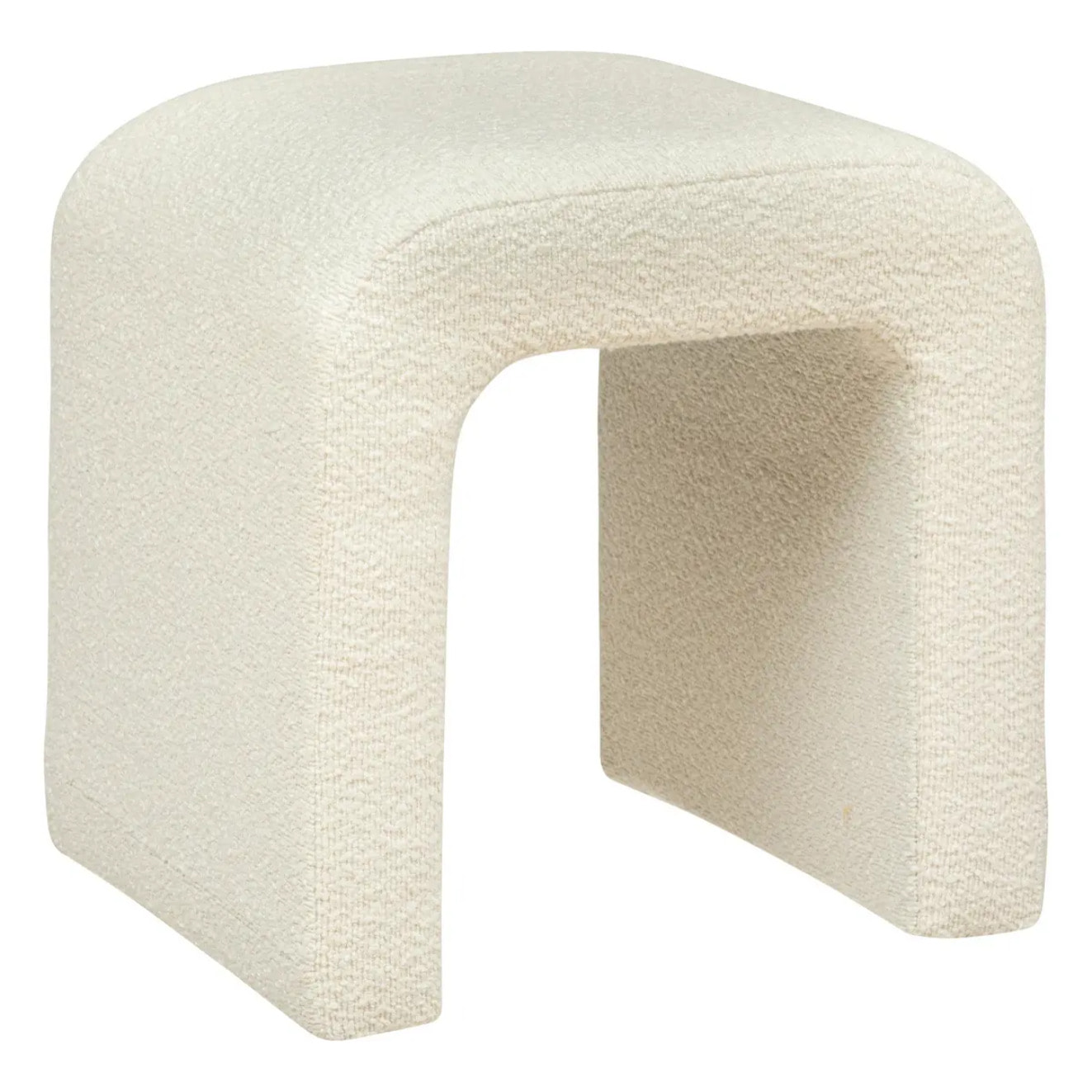 Pouf "Sevi" en bouclette 41x35cm blanc