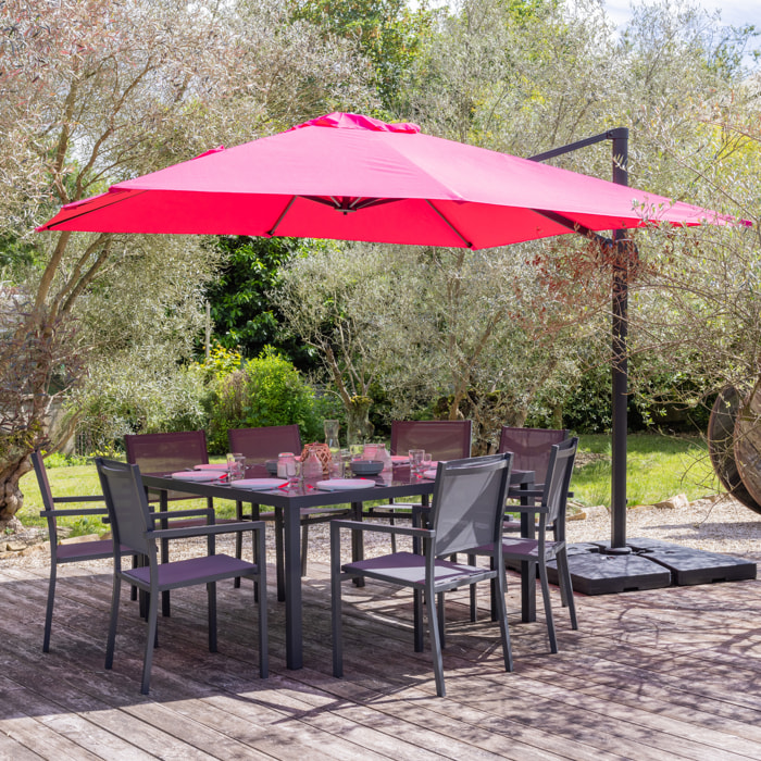 Parasol déporté MOLOKAI carré avec housse - Fuchsia