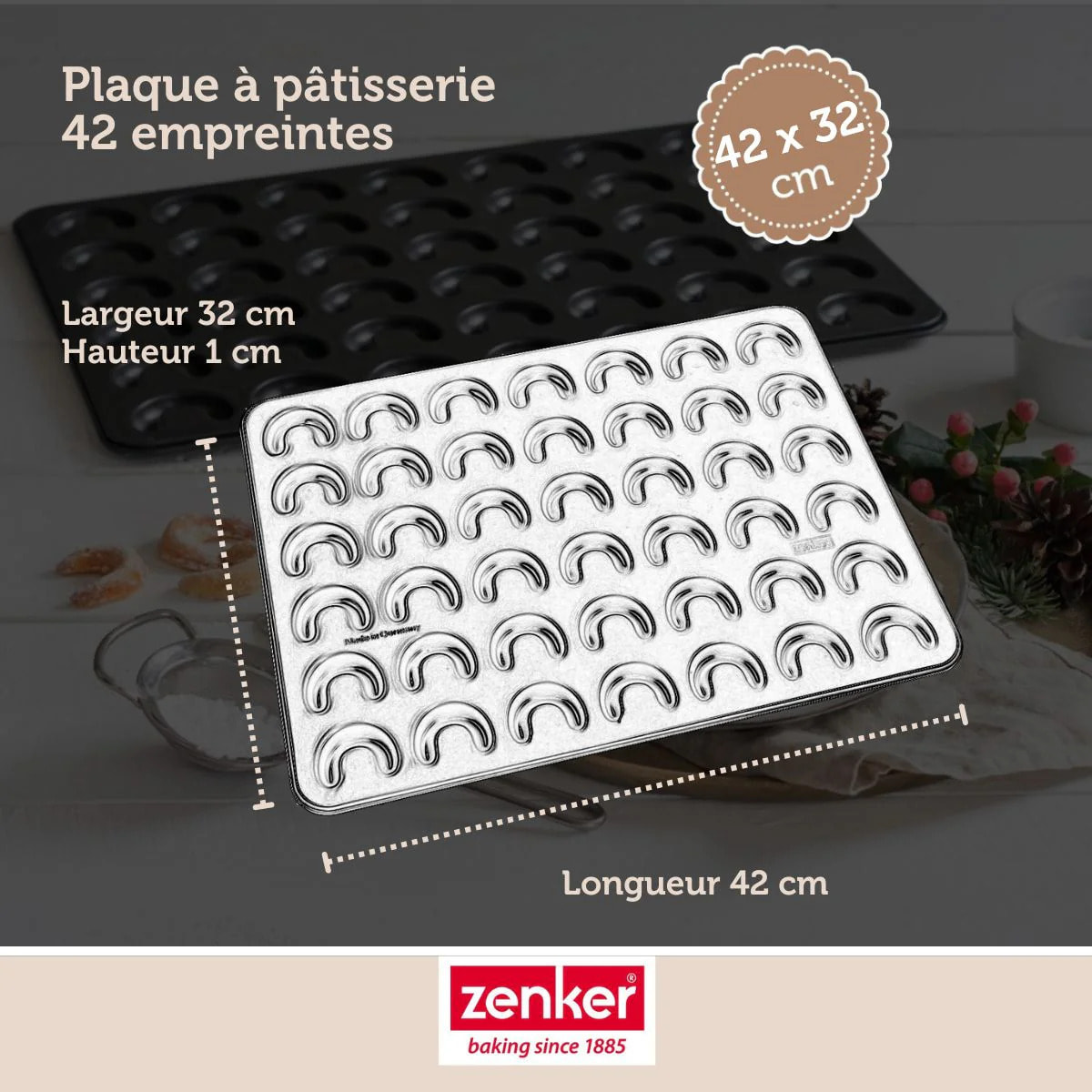 Moule pour vanille kipferl croissant vanille 42 x 32 cm Zenker Special Creative