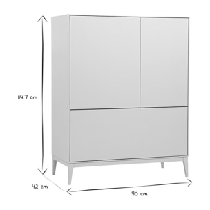 Buffet haut beige laqué mat 2 portes 1 tiroir L90 cm GRAY