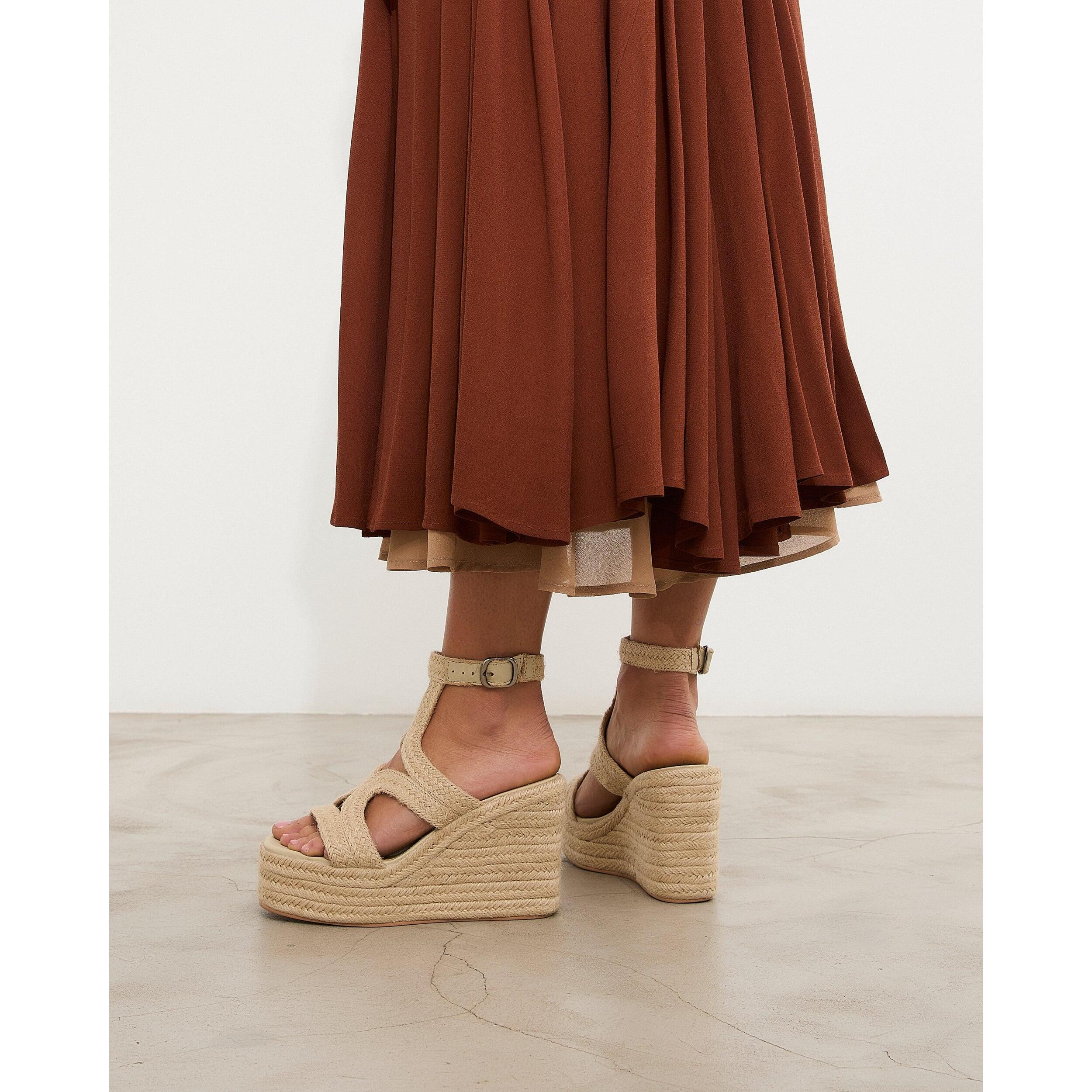 Sandalias de cuña Mirta Beige 11 cm