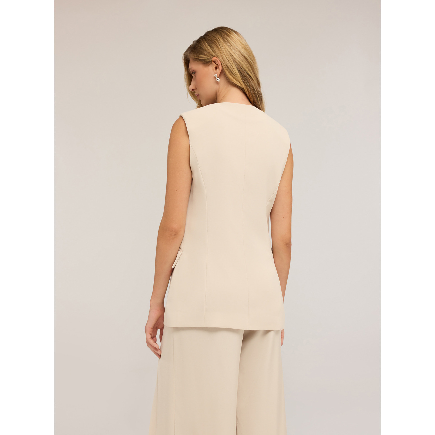 Motivi - Gilet monopetto in enver satin - Beige