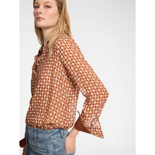 Elena Mirò - Camicia dalla stampa geometrica - Marrone