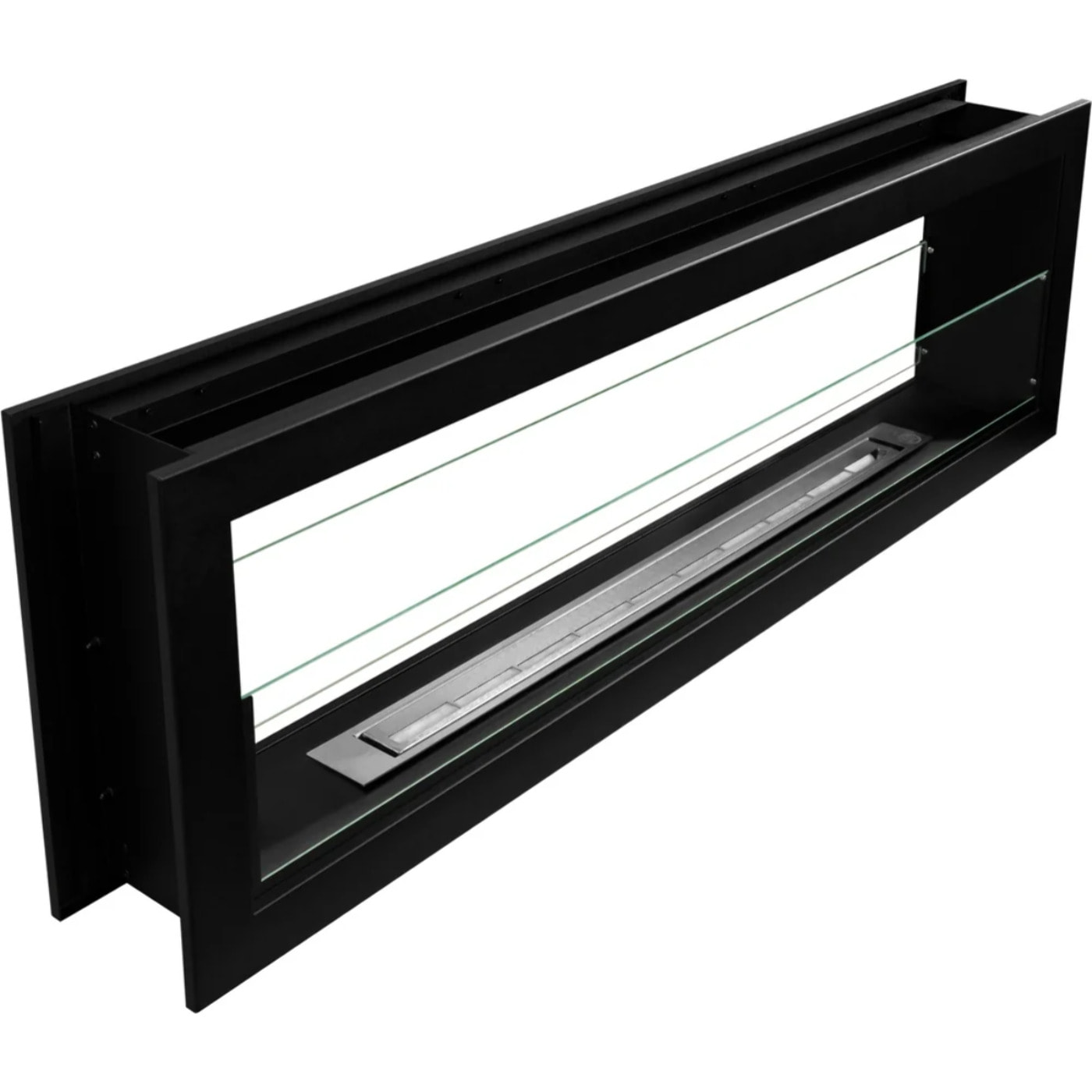 Montefalco 120 - Camino a Bioetanolo da Incasso Bifacciale 120x40x15 cm con Bruciatore 1,25lt in Acciaio