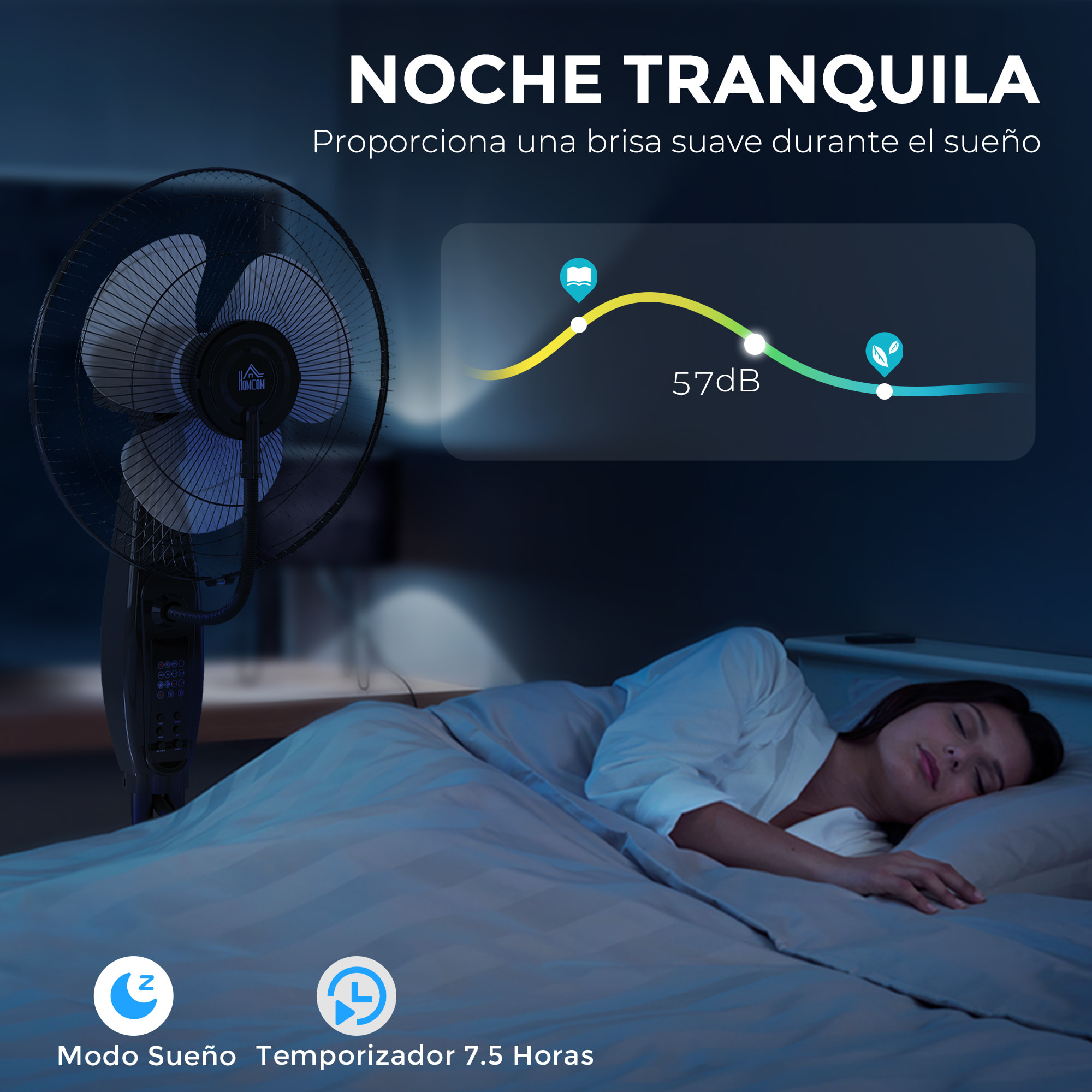 Ventilador Nebulizador Ventilador de Pie con Agua Oscilante 75 W Temporizador Tanque 3,2L Mando a Distancia 3 Velocidades 3 Aspas y Pantalla LED Ø44,5 cm Negro