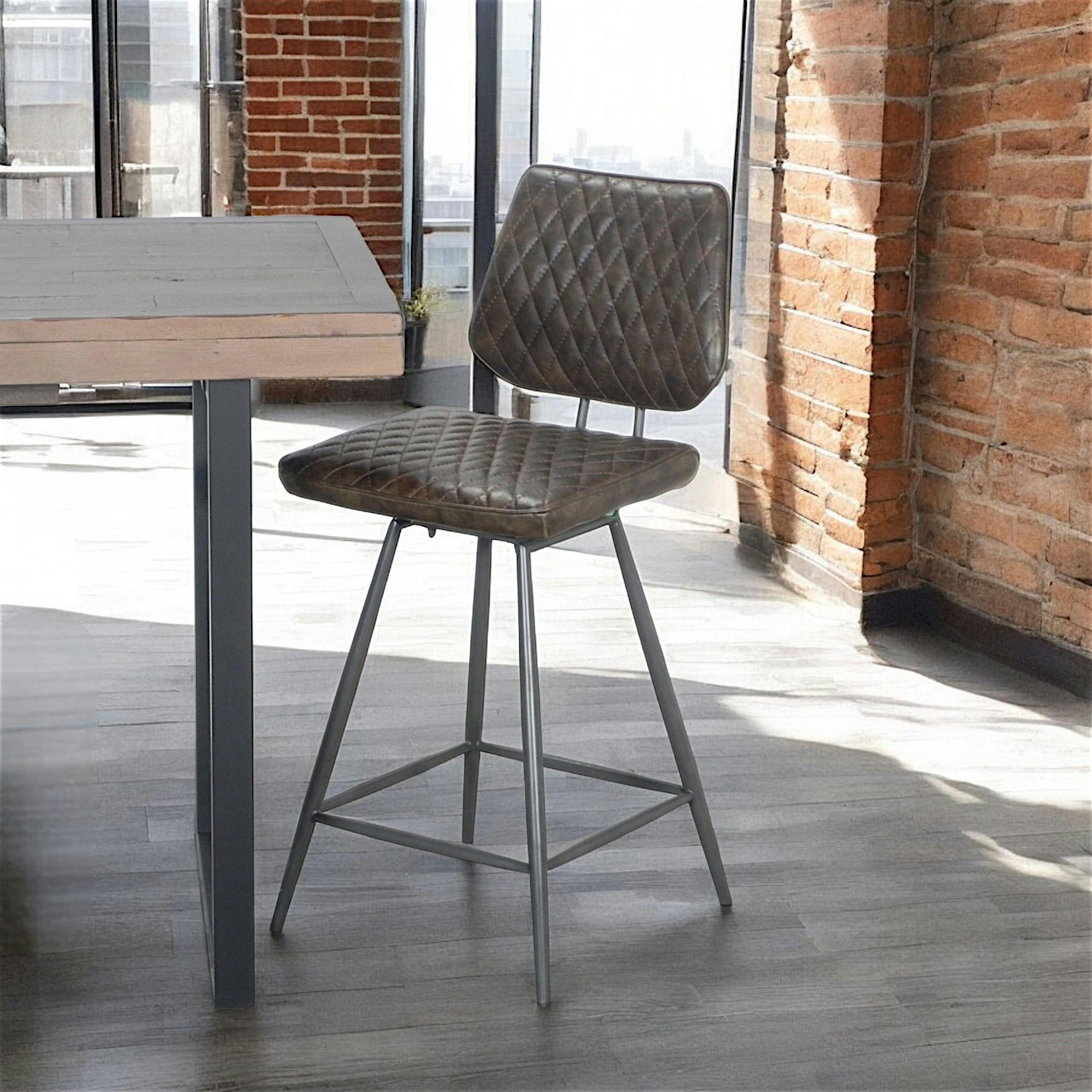 Chaise de bar marron style industriel SALERNE