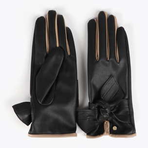 Guanti Effetto Pelle con Fiocco