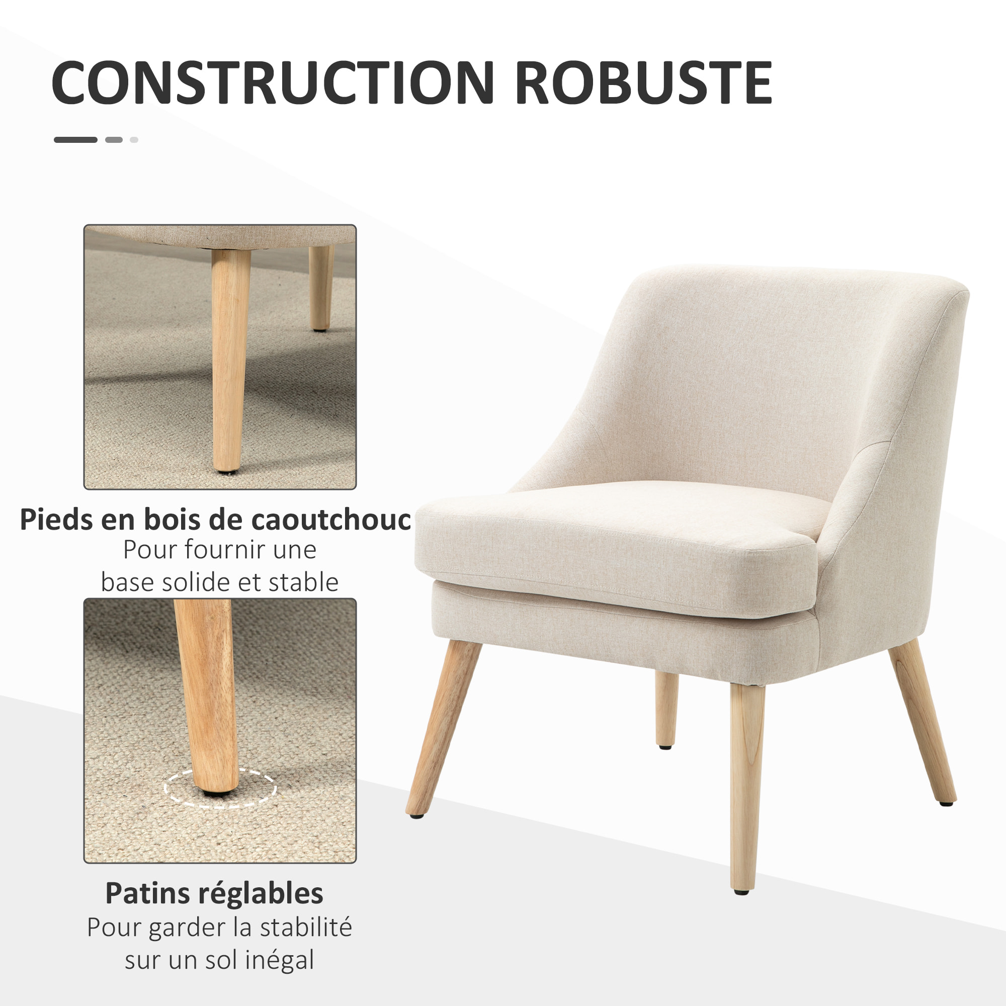 Fauteuil scandinave – Assise confortable – Style épuré