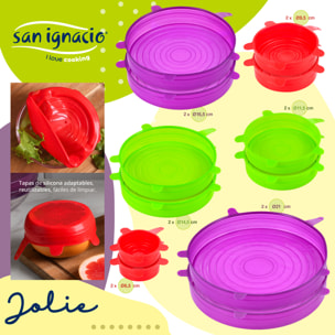 Set 12pc tapas silicona, colección Jolie San Ignacio