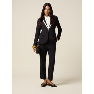 Oltre - Pantalones pitillo con perfiles en contraste - Negro