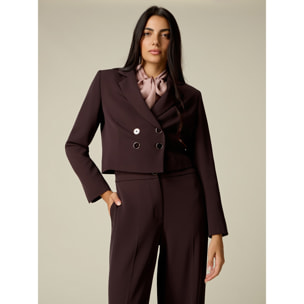 Oltre - Blazer cropped doppiopetto - Marrone