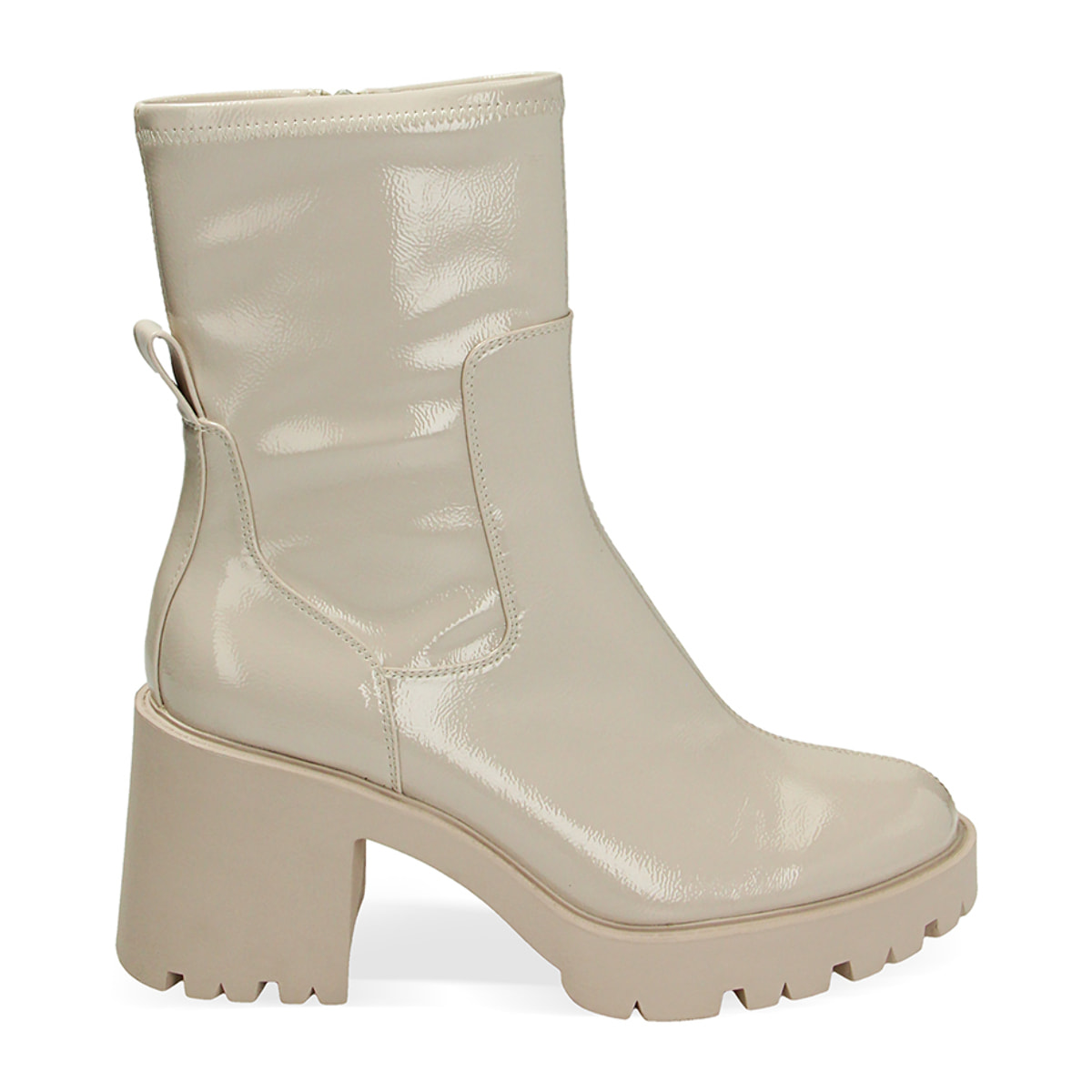 Ankle boots panna in naplak, tacco 8,5 cm