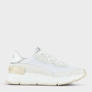 SNEAKER MUJER P06 DE MESH ANTE Y PIEL EFECTO ESPEJO BLANCO