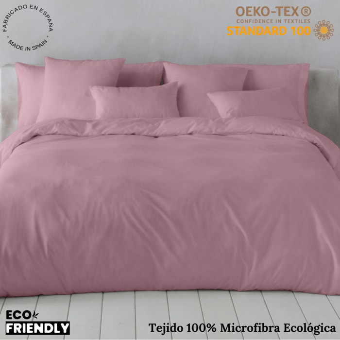 Icehome - Funda Nórdica Lisa - 100% Microfibra - Incluye 1/2 Fundas de Almohada - ROSA VIEJO