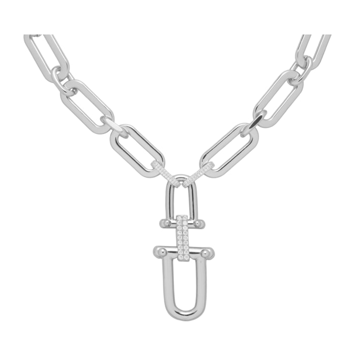 Collana U.S. Polo Assn. Catena in metallo dorato con cristalli bianchi