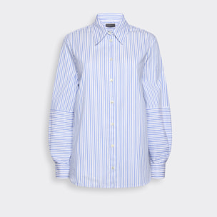 Elena Mirò - Camicia in popeline a righe - Azzurro