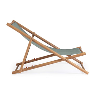 Set di sdraio MONSARAZ in legno di acacia e tessuto verde