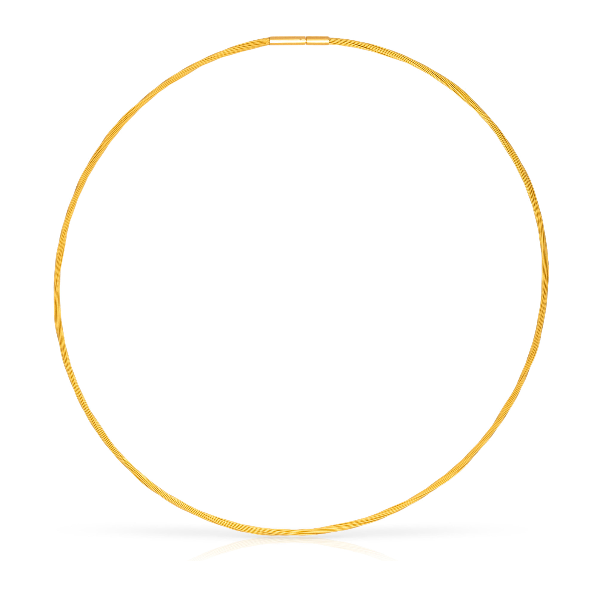 Collar multihebra entrelazada de alambre de acero dorado con cierre de giro de acero inoxidable dorado.