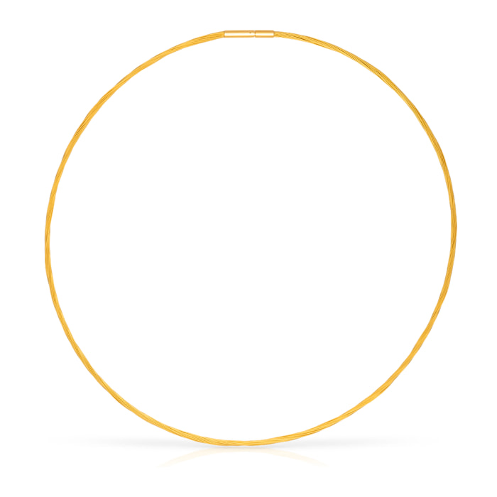 Collar multihebra entrelazada de alambre de acero dorado con cierre de giro de acero inoxidable dorado.