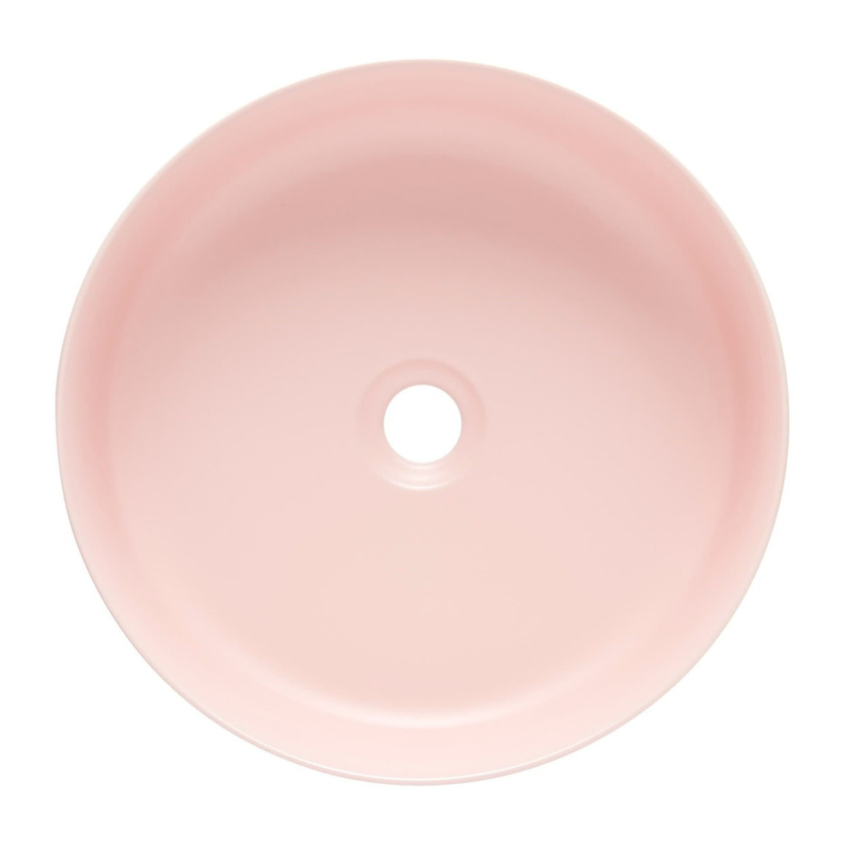 Vasque à poser ronde en céramique diamètre 39 cm - rose mat - sans trop-plein - SAT Infinitio