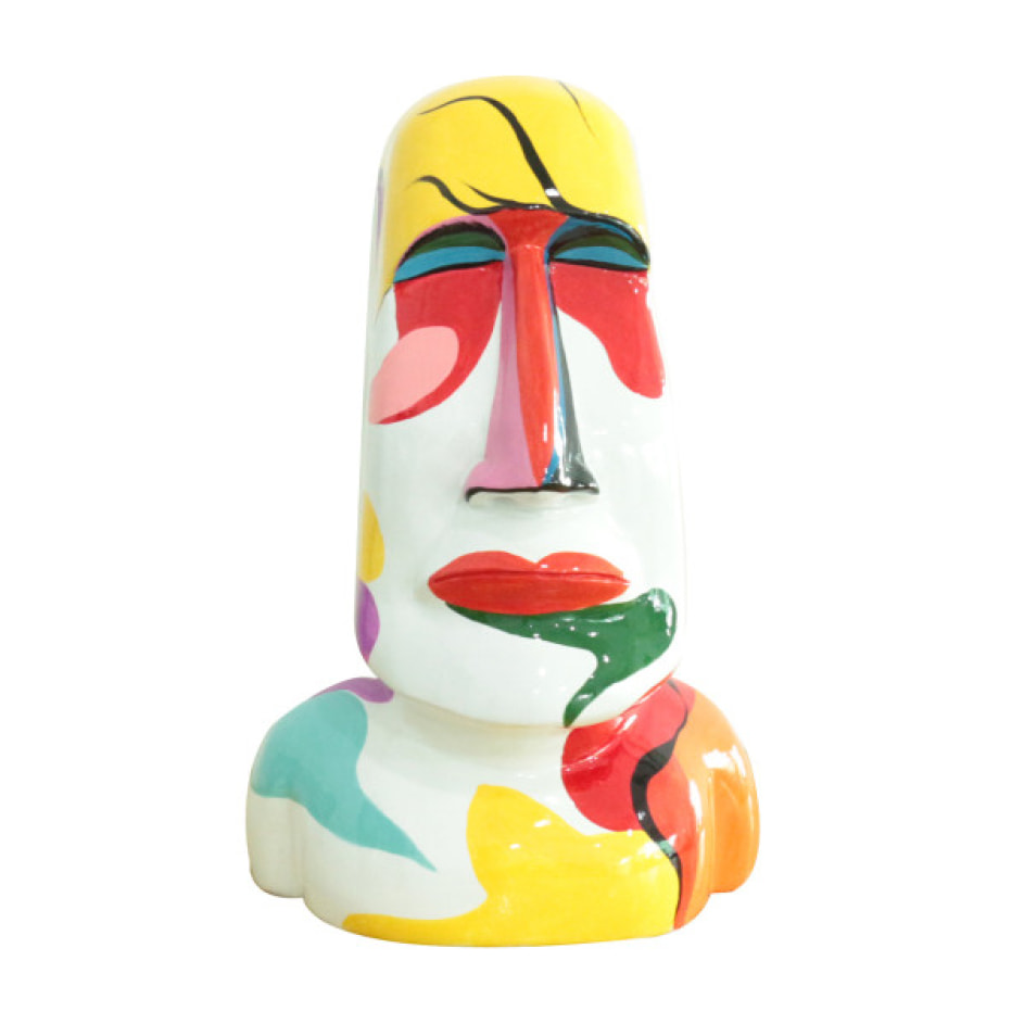 Statue moaï île de Pâques en résine multicolore H43cm - PAQ