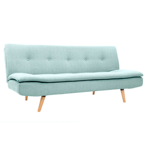 Canapé convertible scandinave 3 places en tissu vert lagon et bois clair SENSO