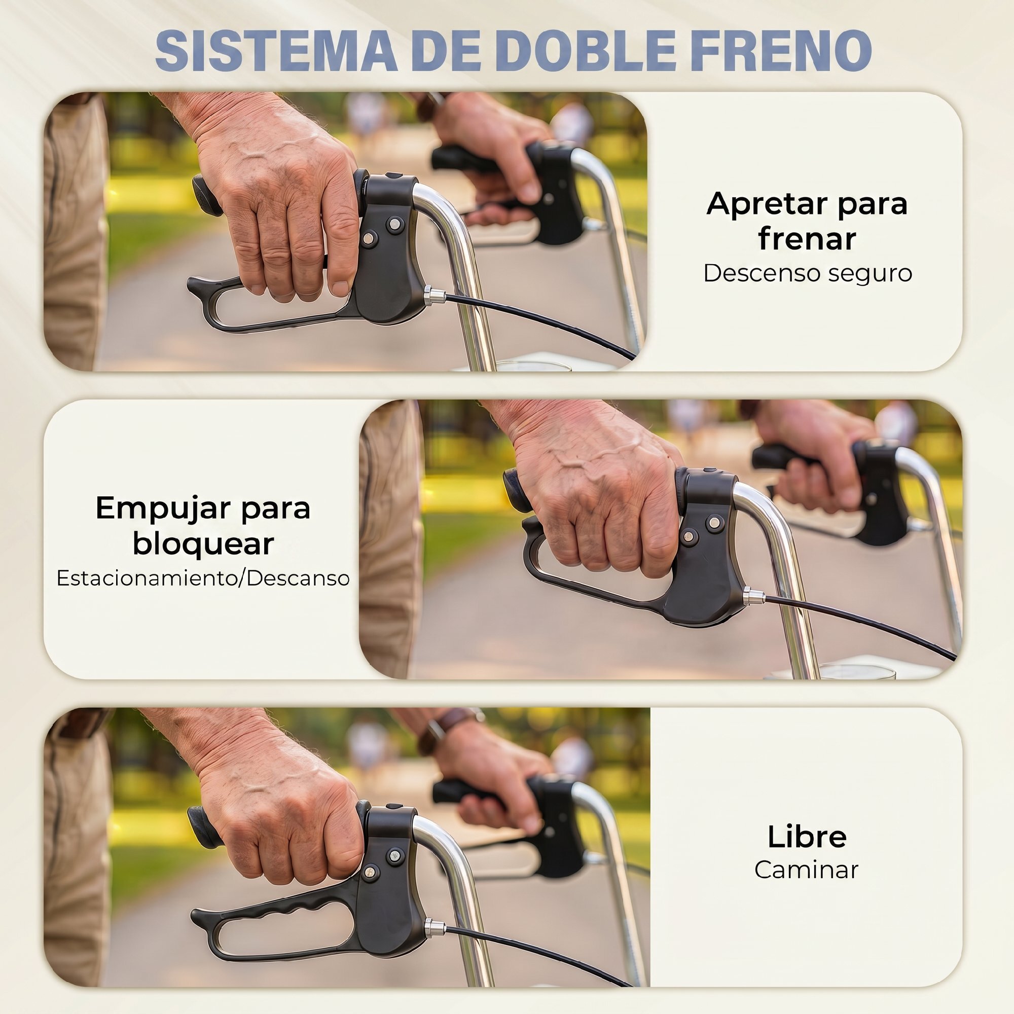 Andador para Ancianos Plegable, Andadores Adultos para Personas Mayores con Asiento y 4 Ruedas Altura Ajustable Frenos de Maneta Cesta Bandeja y Porta Bastón Azul