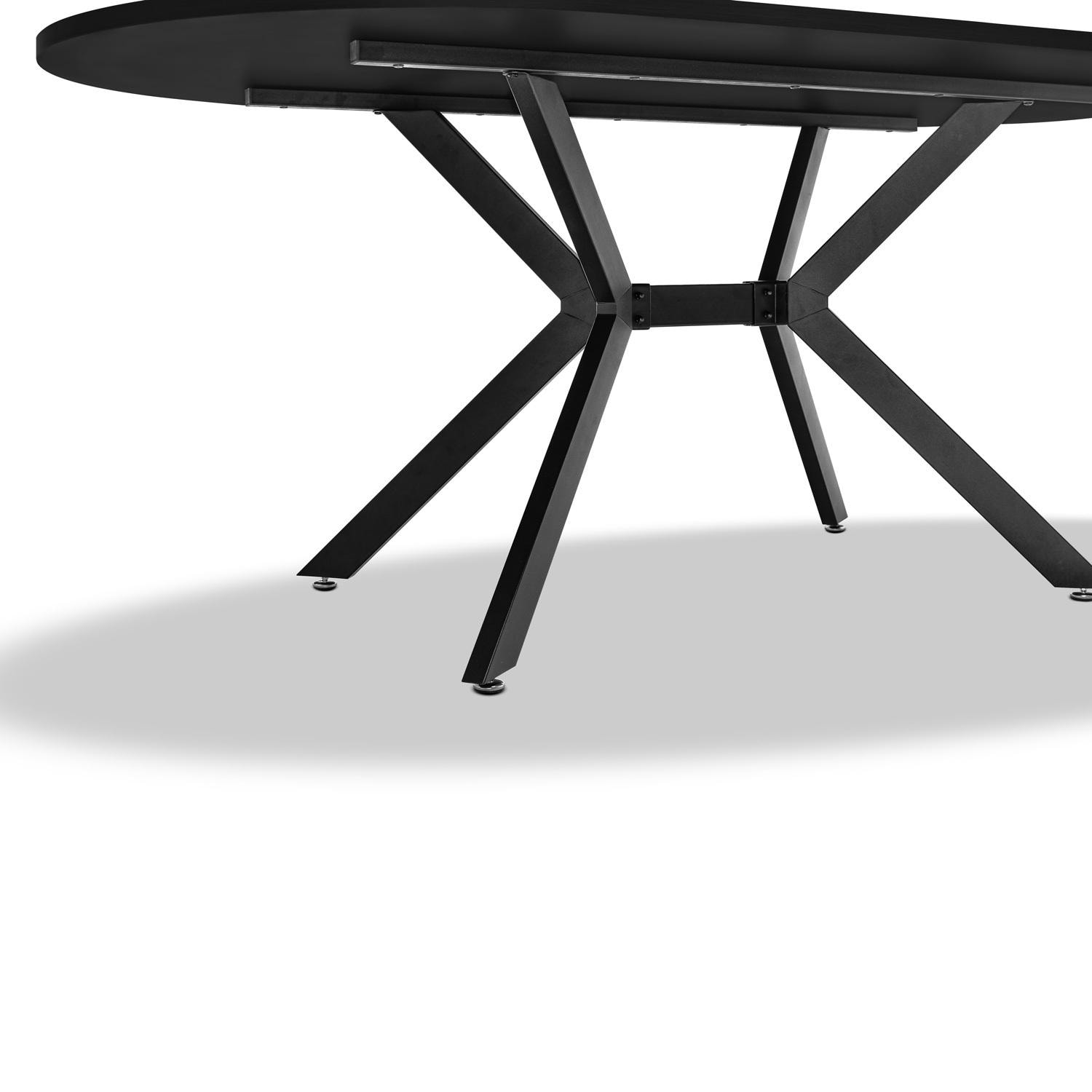 Marui - Tavolo da pranzo ovale in legno e metallo con piede centrale Ashi 180x100 cm - nero opaco