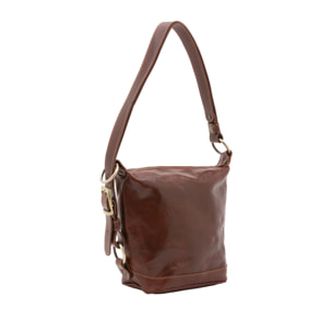 Borsa a secchiello da donna - Modello False - Vera pelle - 25.0 x 28.0 x 14.0 cm