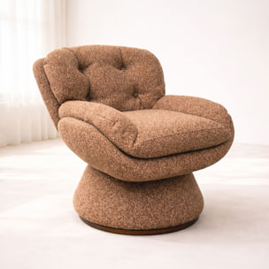 Fauteuil pivotant en tissu brique  GUSTAVE