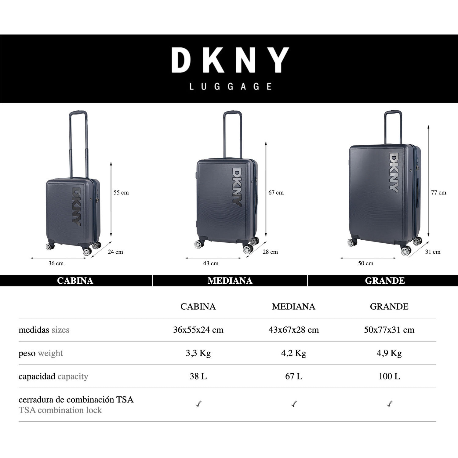Juego De Maletas Pc Dkny Dkny-3103 Simply Put Azul
