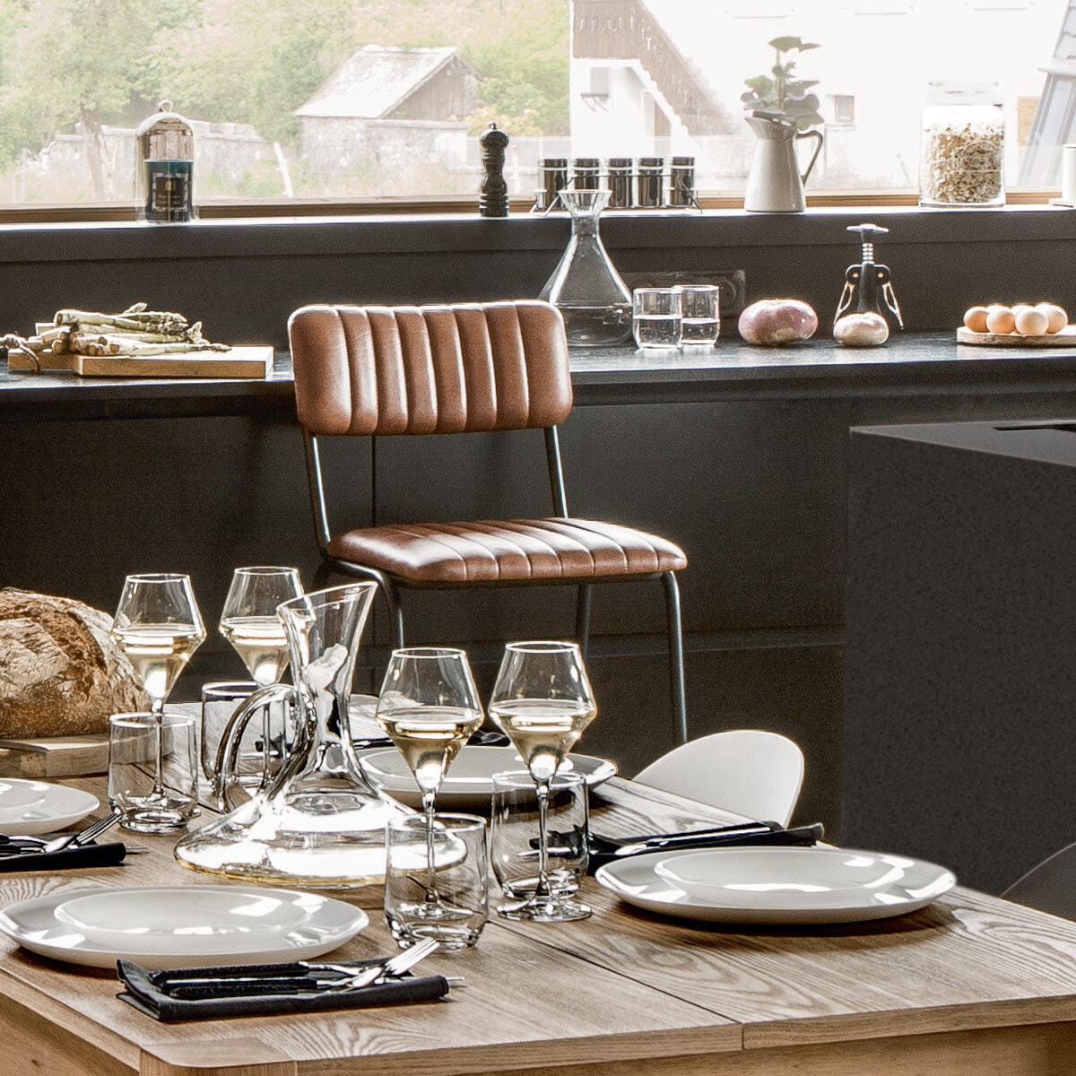 Chaise de bar "Dario" cognac - métal & cuir