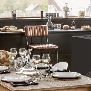 Chaise de bar "Dario" cognac - métal & cuir