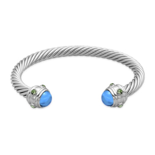 Pulsera con Cristal Azul acabado plata