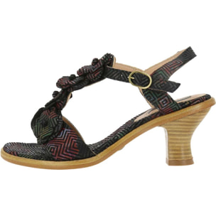 Sandalias con tacón S982 FANTASY GEO FLORAL BLACK / NEGREDA color Geo floral black