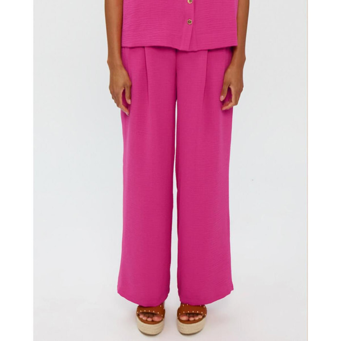 Pantaloni in maglia stropicciata a gamba dritta